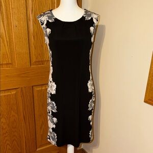 Apt. 9 Black Midi Dress with White Floral Design